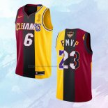 Lebron James Camiseta 2020 FMVP Heat Cavaliers Split Dual Number Los Angeles Lakers Rojo Oro