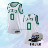 NO 0 Jayson Tatum Camiseta Boston Celtics 75th Anniversary 2022 NBA Finals Blanco