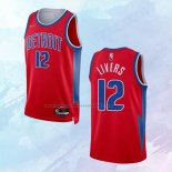 NO 12 Isaiah Livers Camiseta Detroit Pistons Ciudad Rojo 2021-22