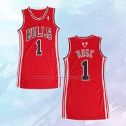 NO 1 Derrick Rose Camiseta Mujer Chicago Bulls Icon Rojo