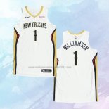 NO 1 Zion Williamson Camiseta New Orleans Pelicans Association Autentico Blanco 2020-21