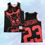NO 23 Michael Jordan Camiseta Mitchell & Ness Chicago Bulls Big Face Negro