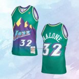 NO 32 Karl Malone Camiseta Mitchell & Ness Utah Jazz Verde 1996-97