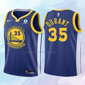 NO 35 Kevin Durant Camiseta Nino Golden State Warriors Azul 2017-18