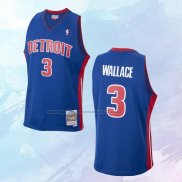 NO 3 Ben Wallace Camiseta Mitchell & Ness Detroit Pistons Azul 2003-04