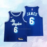 NO 6 LeBron James Camiseta Los Angeles Lakers Hardwood Classic Azul 2021-2022