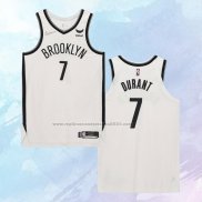NO 7 Kevin Durant Camiseta Brooklyn Nets Association Autentico Blanco