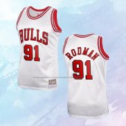 NO 91 Dennis Rodman Camiseta Mitchell & Ness Chicago Bulls Blanco 1997-98