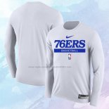 Camiseta Manga Larga Philadelphia 76ers Practice Performance 2022-23 Blanco