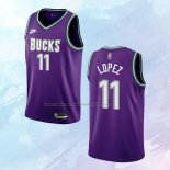 NO 11 Brook Lopez Camiseta Milwaukee Bucks Classic Violeta 2022-23