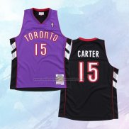 NO 15 Vince Carter Camiseta Toronto Raptors Hardwood Classics Throwback Negro Violeta
