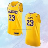 NO 23 LeBron James Camiseta Los Angeles Lakers Icon Autentico Amarillo