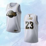 NO 23 Lebron James Camiseta Los Angeles Lakers Golden Edition Blanco