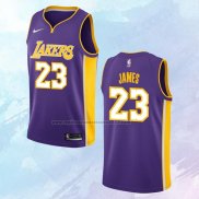 NO 23 Lebron James Camiseta Los Angeles Lakers Statement Violeta 2018
