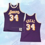 NO 34 Camiseta Los Angeles Lakers Hardwood Classics Throwback Violeta Shaquille O'Neal