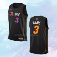 NO 3 Dwyane Wade Camiseta Miami Heat Ciudad Negro 2021-22