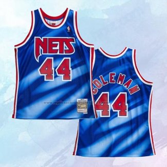 NO 44 Derrick Coleman Camiseta Brooklyn Nets Hardwood Classics Throwback Azul