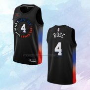 NO 4 Derrick Rose Camiseta New York Knicks Ciudad Negro 2020-21