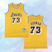 NO 73 Dennis Rodman Camiseta Mitchell & Ness Los Angeles Lakers Amarillo 1998-99