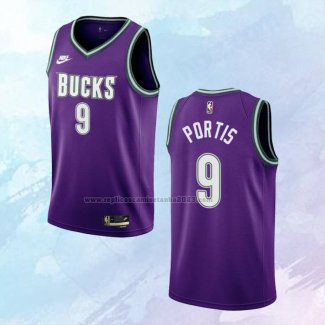 NO 9 Bobby Portis Camiseta Milwaukee Bucks Classic Violeta 2022-23