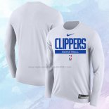 Camiseta Manga Larga Los Angeles Clippers Practice Performance 2022-23 Blanco