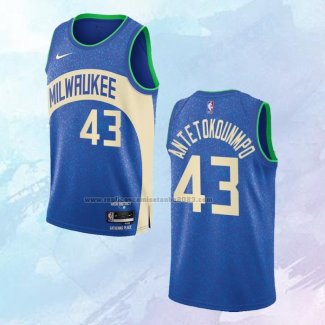 Camiseta Milwaukee Bucks Thanasis Antetokounmpo NO 43 Ciudad 2023-24 Azul