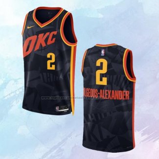 Camiseta Oklahoma City Thunder Shai-Gilgeous Alexander NO 2 Ciudad 2023-24 Negro