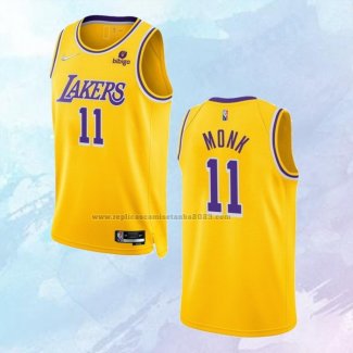 NO 11 Malik Monk Camiseta Los Angeles Lakers 75th Anniversary Amarillo 2021-22