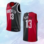 NO 13 James Harden Camiseta Brooklyn Nets Houston Rockets Split Negro Rojo