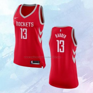 NO 13 James Harden Camiseta Mujer Houston Rockets Icon Rojo 2017-18