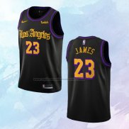 NO 23 Lebron James Camiseta Los Angeles Lakers Ciudad Negro 2019-20