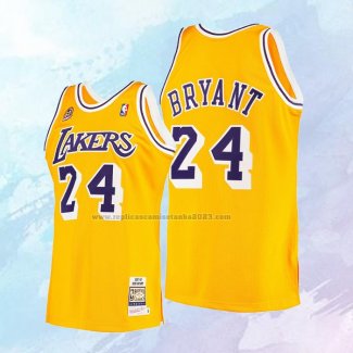 NO 24 Kobe Bryant Camiseta Mitchell & Ness Los Angeles Lakers 60th Anniversary Amarillo 2007-08