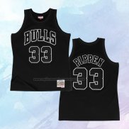 NO 33 Scottie Pippen Camiseta Chicago Bulls Hardwood Classics Throwback White Logo Negro