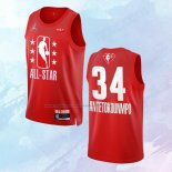 NO 34 Giannis Antetokounmpo Camiseta Milwaukee Bucks All Star 2022 Granate