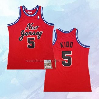 NO 5 Jason Kidd Camiseta Brooklyn Nets Hardwood Classics Throwback Rojo