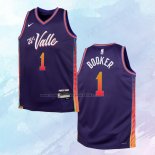 Camiseta Nino Phoenix Suns Devin Booker NO 1 Ciudad 2023-24 Violeta