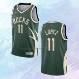 NO 11 Brook Lopez Camiseta Milwaukee Bucks Earned Verde 2020-21