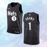NO 1 Bruce Brown Camiseta Brooklyn Nets Earned Negro 2020-21