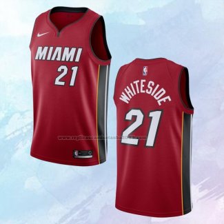 NO 21 Hassan Whiteside Camiseta Miami Heat Statement Rojo