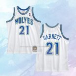 NO 21 Kevin Garnett Camiseta Minnesota Timberwolves Hardwood Classics Throwback Blanco