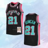 NO 21 Tim Duncan Camiseta Mitchell & Ness San Antonio Spurs Rosa Negro 1998-99