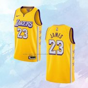 NO 23 Lebron James Camiseta Los Angeles Lakers Ciudad Amarillo 2019-20
