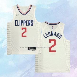 NO 2 Kawhi Leonard Camiseta Los Angeles Clippers Association Autentico Blanco 2020-21