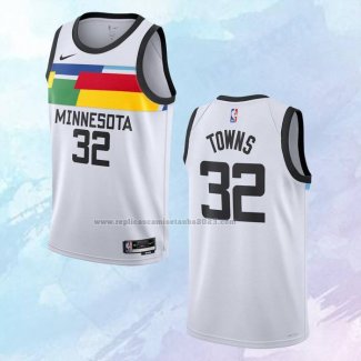 NO 32 Karl-Anthony Towns Camiseta Minnesota Timberwolves Ciudad Blanco 2022-23
