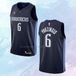 NO 6 Kristaps Porzingis Camiseta Dallas Mavericks Statement Azul 2020-21