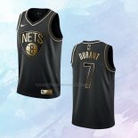 NO 7 Kevin Durant Camiseta Brooklyn Nets Golden Edition Negro