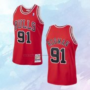 NO 91 Dennis Rodman Camiseta Mitchell & Ness Chicago Bulls Rojo 1997-98