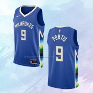 NO 9 Bobby Portis Camiseta Milwaukee Bucks Ciudad Azul 2022-23