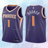 NO 1 Devin Booker Camiseta Nino Phoenix Suns Icon Violeta 2017-18