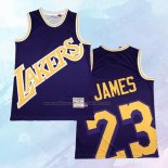 NO 23 Lebron James Camiseta Mitchell & Ness Los Angeles Lakers Big Face Violeta